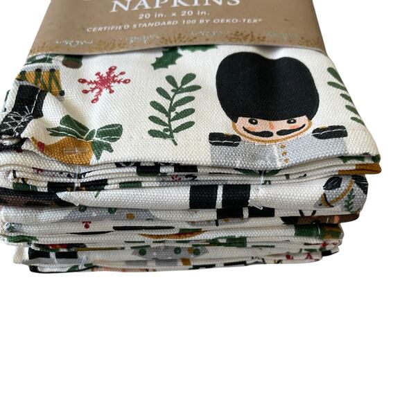 Envogue Christmas Nutcracker Dinner Napkins Set of 8 Holiday Cotton 20x20 NEW - Picture 11 of 13